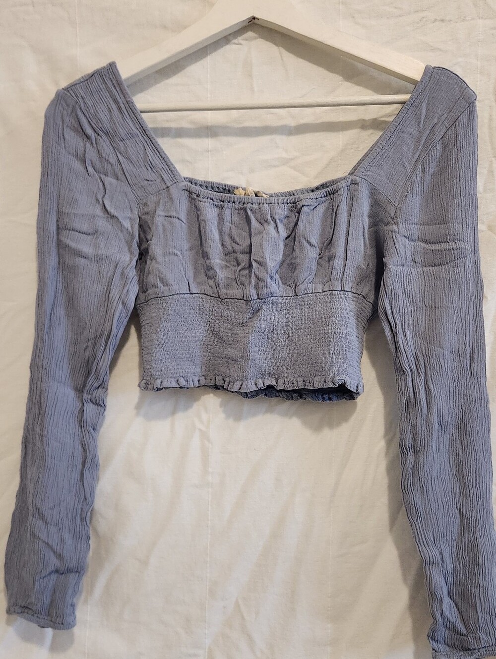 Cropped Square-Neck Long Sleeve Top — Lavender